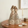 personalized siblings gift figurine, custom best friend wood carved statue, painted floral soul sister gift, forever my sister keepsake