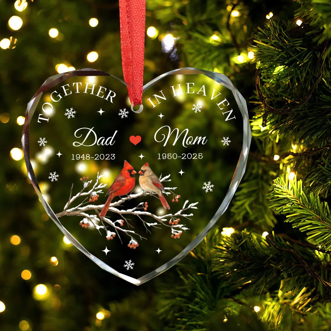 cardinal memorial ornament, custom remembrance gift cardinal memorial ornament, custom remembrance gift