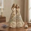 personalized siblings gift figurine, custom best friend wood carved statue, painted floral soul sister gift, forever my sister keepsake